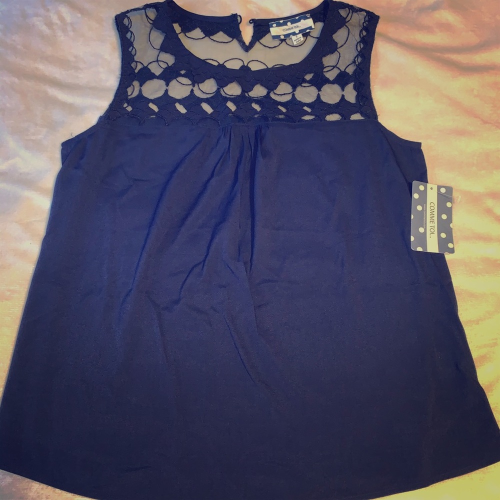 Boutique Navy blouse NWT